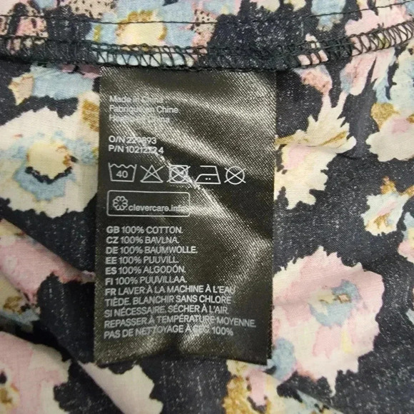 H&M Floral Mini Dress Dark Cottagecore Boho Peasant Flounce Scallop Collared  M - Picture 10 of 10